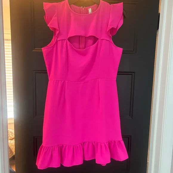 glam | Dresses | Hot Pink Dress With Ruffled Details | Poshmark